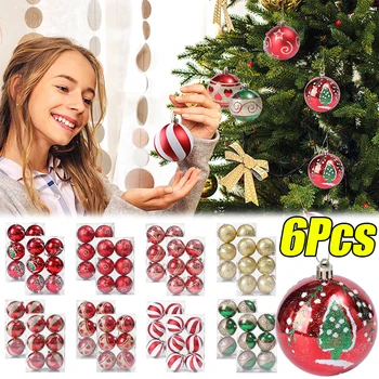 6Pcs/תיבת נצנצים כדור חג המולד עץ חג מולד קישוט קישוטים עבור עיצוב הבית ליל כל הקדושים השנה החדשה שמח כדור אביזרים