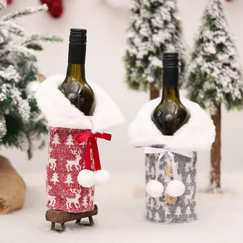 בקבוק יין שווי התיק חג המולד יין קישוט קישוט בקבוק יין החג בגדים בקבוק יין מתנה אננס כוס יין