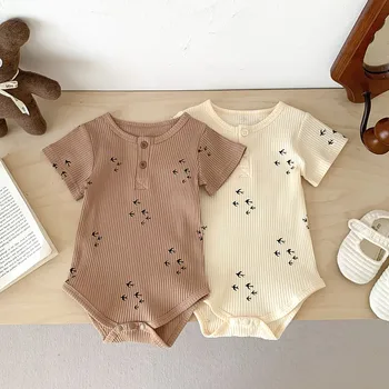 קוריאני היילוד החולצה Rompers בייבי בנות בנים קיץ קצר שרוול סרבל תינוק מזדמן לזחול בגדים לתינוק בגד גוף Sunsuit