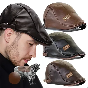 עור כומתה של גברים מתכוונן כתב כובע הברט כובע נהיגה כובע כובע אופנה כומתת כובע שטוח קאפ נשים כובעים אופנה סתיו G הכובע