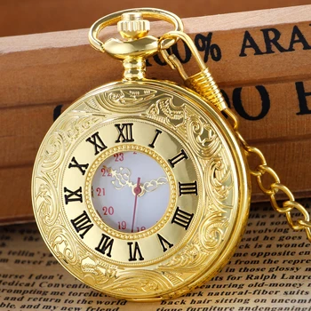 חם למכור יוקרה זהב קוורץ שעון כיס משובח רומי מספרי בהיקף תליון שעונים לגברים, נשים מתנה.