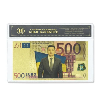 אוקראינה-7 הנשיא Zelensky 500 יורו זהב השטר ו-Shell אספנות קישוטים מתנות