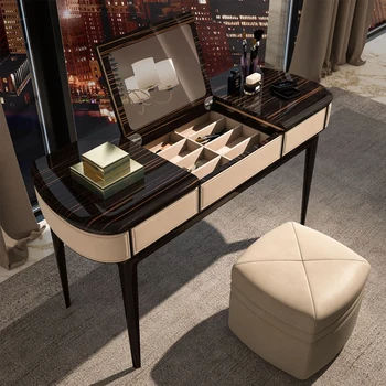 יוקרה איטלקית, שולחן הלבשה חדר שינה קטן איפור ארון אחסון תיבת מעצב מודרנית פשוטה מעץ מלא איפור טבלה