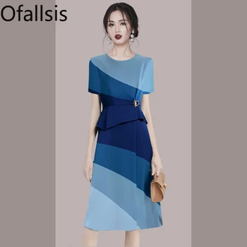 Ofallsis אופנה ניגוד צבעי גומי יוממות מזג מקצועי החליפה 2023 החדשה בקיץ עם שרוולים קצרים שתי חתיכת קבוצה