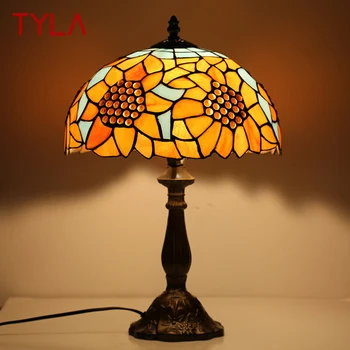 טיילה טיפאני זכוכית מנורות שולחן LED מודרני יצירתי חמניות שולחן אור אופנה עיצוב הבית הסלון, חדר השינה