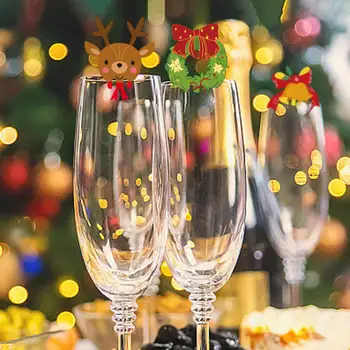 חג המולד בבית תפאורה חג המולד, כוס יין חגיגי קישוט כובע סנטה עץ חג מולד שלג כוס כרטיסי הביתה השולחן מקום Navidad
