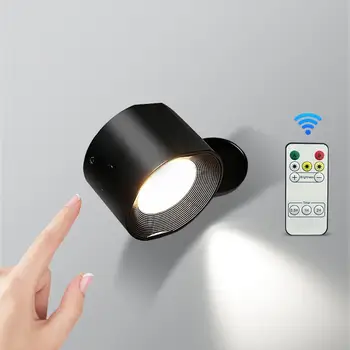 נטענת USB LED אור הקיר בקרת מגע 360 סובב אלחוטי קיר מנורות קיר רכוב, אורות מקורה השינה מנורת הקריאה