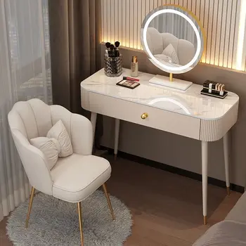 פשוט המודרנית ההלבשה שולחנות במראה שרפרף עם מנורה אחסון מגירת השידה, שולחן חדר השינה דירה קטנה אחסון שולחן יהירות