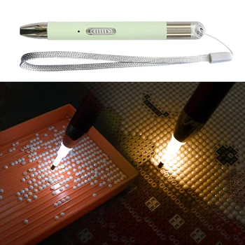  5D יהלום ציור נקודה תרגיל העט כלים נטענת USB תאורה DIY זוהר רקמה ציור התרגיל עט אביזרים