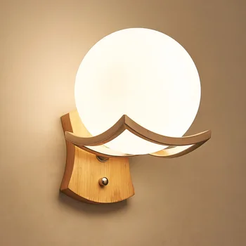 יפנית ליד המיטה מנורת קיר פשוט, מודרני יצירתי עץ מלא LED השינה, הסלון מעבר מסדרון מנורת קיר WF5101030