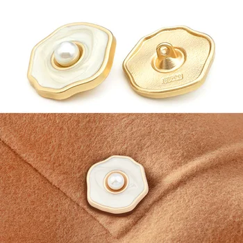 6pcs אלגנטי פרל שוק כפתורים לא סדיר אמייל סגסוגת כפתורים עבור DIY השמלה בגדים Sweing כפתור אביזרי הטקסטיל