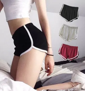 2021 חדש גבוהה המותניים מכנסיים קצרים בקיץ בגדי נשים מכנסיים קצרים נקבה שחור אפור קצר נשים אימון גומי רזה קצר בגדים