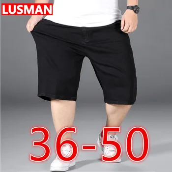 גברים גדולים מכנסיים קצרים, ג ' ינס, חופשי, גדול, שחור, מתאים לגברים, גודל 36-50. מכנסי דגמ 