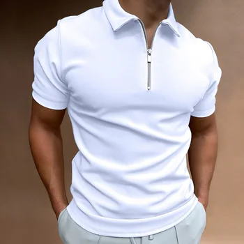 גברים חדשים מוצק צבע גברים עם שרוול קצר חולצות פולו הקיץ Terylene חם למכור סלים מגניב מסחרי