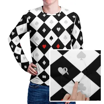 לב הקלפים חולצת משחק פוקר גברי פופולרי חולצות סתיו גרפי Tees שרוול ארוך בתוספת גודל אופנת רחוב מתנה