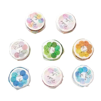8 לחמניות פולקה דוט Washi Tape נייד מדבקות עדין עיגול בצבע Multi-פונקצית המתנה עגול בסדר