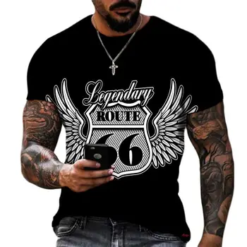 אופנה הקיץ 66 כביש חולצת הטריקו של הגברים הדפסת 3D ספורט החולצה צוואר עגול שרוול קצר xl עליון מהיר ייבוש