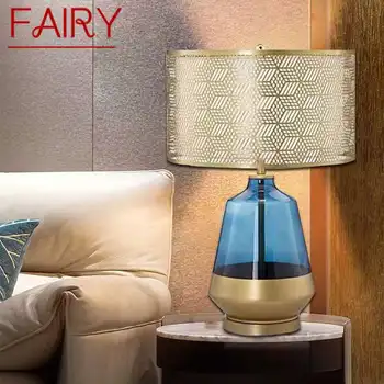 פיית הנורדית המודרנית מנורת שולחן אופנתי אמנות כחול הסלון חדר השינה מלון LED אישיות מקוריות שולחן אור