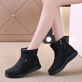 נעלי נשים 2023 באיכות גבוהה אמצע שוק חורף חמים מגפי נשים צבע מוצק עגול הבוהן נמוך עקבים רוכסן Zapatillas דה Mujer