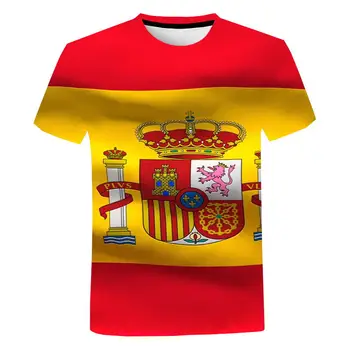 החולצה החדשה ספרד דגל כסמל לאומי. הדפסת 3D אופנת רחוב שרוול קצר גברים, נשים, אופנה צוואר צוות טי-שירט חולצות בגדים