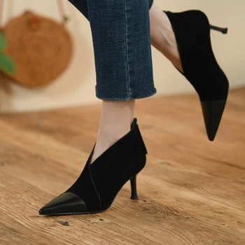 באיכות גבוהה נעלי נשים הרומית עיצוב אופנה קצר מגפי נשים 2023 הסתיו החדש הצביע דק עקבים גבוהים נשים פאטוס דה Mujer