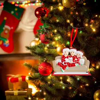 אקריליק משפחה עץ חג המולד תליון קישוט המשפחה חג המולד לקשט קטן תלוי חג מולד קישוט החיסולים