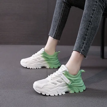 נעלי נשים 2023 מעצב חדש פלטפורמה נשי מזדמן חיצוני פועל גופר, נעלי נשים צבע מוצק נשים נעלי ספורט