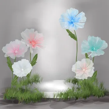 19.7 ב מלאכותי גזה פרח רך צבעים בהירים לשימוש חוזר בעבודת יד מזויפים אורגנזה פרח צילום חתונה, עיצוב הבית