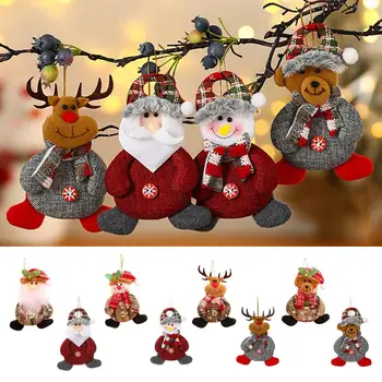 2023 עץ חג המולד תליון קטיפה בובה קישוטים סנטה קלאוס, איש שלג ואייל קישוטים הביתה חג המולד ElfKids מתנת חג K6W4
