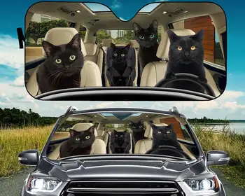 חתול שחור מכונית משפחתית שמשיה, חתולים אוטומטי, שמש, צל, רכב אוטומטי, שמש, צל רכב שמש, צל, שמשת הרכב, אביזרי רכב, החתול אוהב