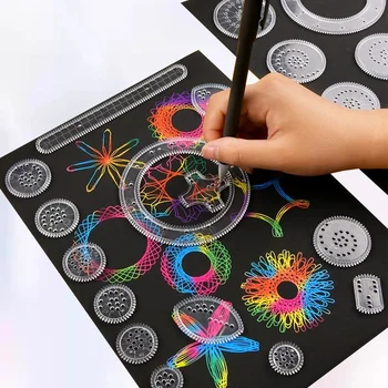 ליצור אינספור עיצובים אמנותיים עם האולטימטיבי Spirograph ציור סט צעצוע - הכולל גלגלי שיניים, גלגלים שעות של יצירתיות