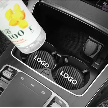 2Pcs עבור Kia K3 K5 סיבי פחמן אנטי להחליק מים כוס מחצלת עם לוגו הפנים המכונית Outillage Mécanique רכב