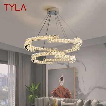 טיילה מודרני תליון קריסטל, מנורת סיבוב טבעות LED יצירתי גופי נברשת עיצוב לחיות במלון חדר אוכל אור