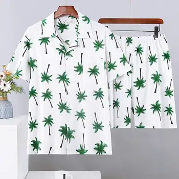 אנשים שמציירים טלאים דש שרוול קצר מקרית החולצה קצרים חוף 2023 הקיץ אופנת רחוב חופשה הוואי חליפות גברים