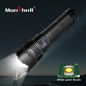 MONHNR חזק פנס LED סופר מבריק אור הזרקורים ארוך טווח Zoomable חירום לפיד חיצונית מנורת פנס תצוגת כוח