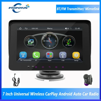 Ptopoyun Apple Carplay האלחוטי אנדרואיד אוטומטי 2din רדיו במכונית אוניברסלי 7 