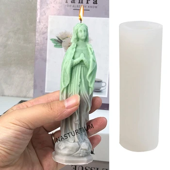 מריה הקדושה של התפילה סיליקון נר עובש 3D יצירתי פיסול דמות שרף טיח סבון עושה כלים לקישוט הבית מלאכת יד