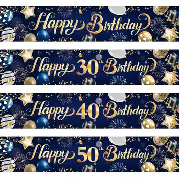 יום הולדת שמח באנר רקע 30 40 50 מסיבת יום הולדת קישוט מבוגרים זהב שחור רקע ההולדת מסיבה עיצוב הבית.