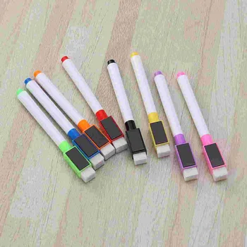 8pcs מגנטי צבעוני ציור עט שחור, לוח לבן סמני מובנה מחק ציוד לבית הספר לילדים ציור עט(ורוד,