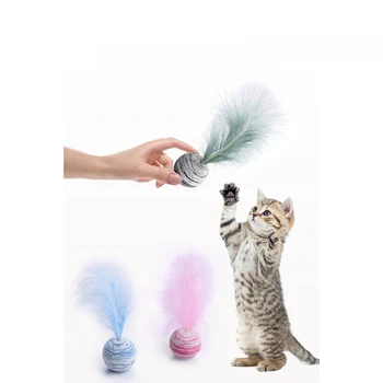 חתול מצחיק נוצה כדור צעצוע צעצועי קטיפה קצף מרקם כוכב כדור נוצה חתול אינטראקציה לחתולים מוצרים לחיות מחמד החתול צעצועים אינטראקטיביים