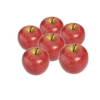 דקורטיבי מלאכותי תפוח פלסטיק פירות חיקוי עיצוב הבית 6pcs אדום