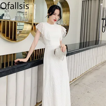 Ofallsis צרפתי לבן תחרה או צוואר שמלת ערב נשים 2023 קיץ אלגנטי אירועים המזג יוקרה סוף גבוה שמלות נקבה