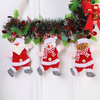 חג המולד קטיפה בובה קישוטים סנטה קלאוס, איש שלג אייל תליון עץ חג המולד קישוטים תלויים חגיגי מסיבת שנה חדשה עיצוב