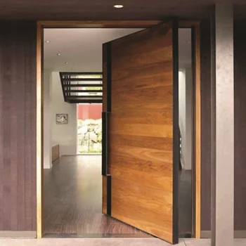 מכירה חמה - גדול חיצוני כניסה מעץ, דלתות ציר עם Sidelight זכוכית גדולה הכניסה עץ ציר הדלת וילה
