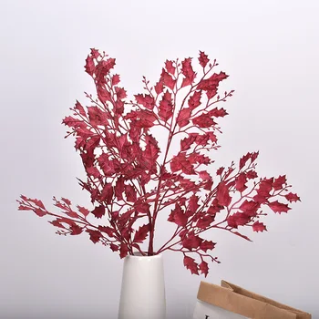 5 מזלג חדש בסגנון מייפל ליף סימולציה צמח הסלון קישוט הבית סימולציה פרח סימולציה עץ התאמת חומרים