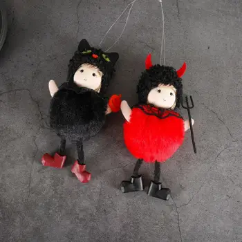גבוהה בד בובת מכשפה מפחיד חתול שחור קטיפה ליל כל הקדושים בובות תליון על בית רדוף רוחות בר גן תעלול או ממתק פרופ עמיד