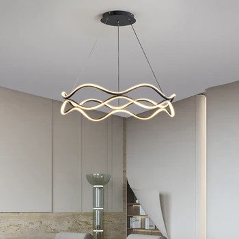 אמנות Led נברשת תליון מנורה אור עיצוב חדר מודרני חריג חי מקורה גל סגנון התקרה תלוי הביתה