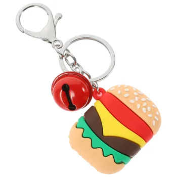 המבורגר קריקטורה קסם מחזיק מפתחות קסמי תליון סימולציה מזון טבעת בעל קישוט