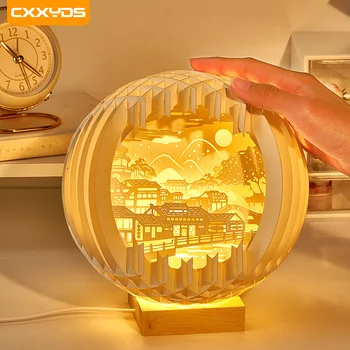 3D חדש אור וצל נייר, גילוף המנורה שולחן העבודה קישוט מנורה מתנת יום הולדת קישוטים קישוט חדר השינה ליד המיטה מנורת לילה